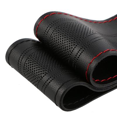 15 Zoll/38 cm PU-Leder-Autolenkradbezug Anti-Rutsch O SHI CAR Lenkradbezug mit Zopfmuster und Nadelfaden zum Aufnähen