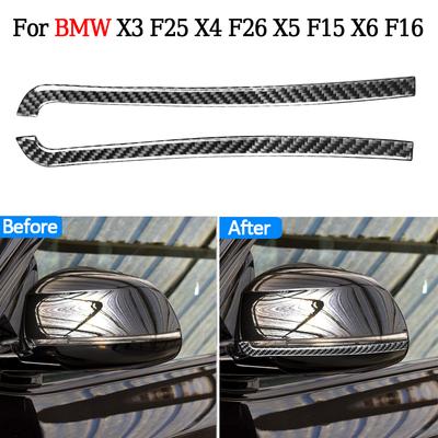Car Rearview Mirror Anti-collision Strip Sticker For BMW X3 F25 X4 F26 X5 F15 X6 F16 Real Carbon Fiber Decoration