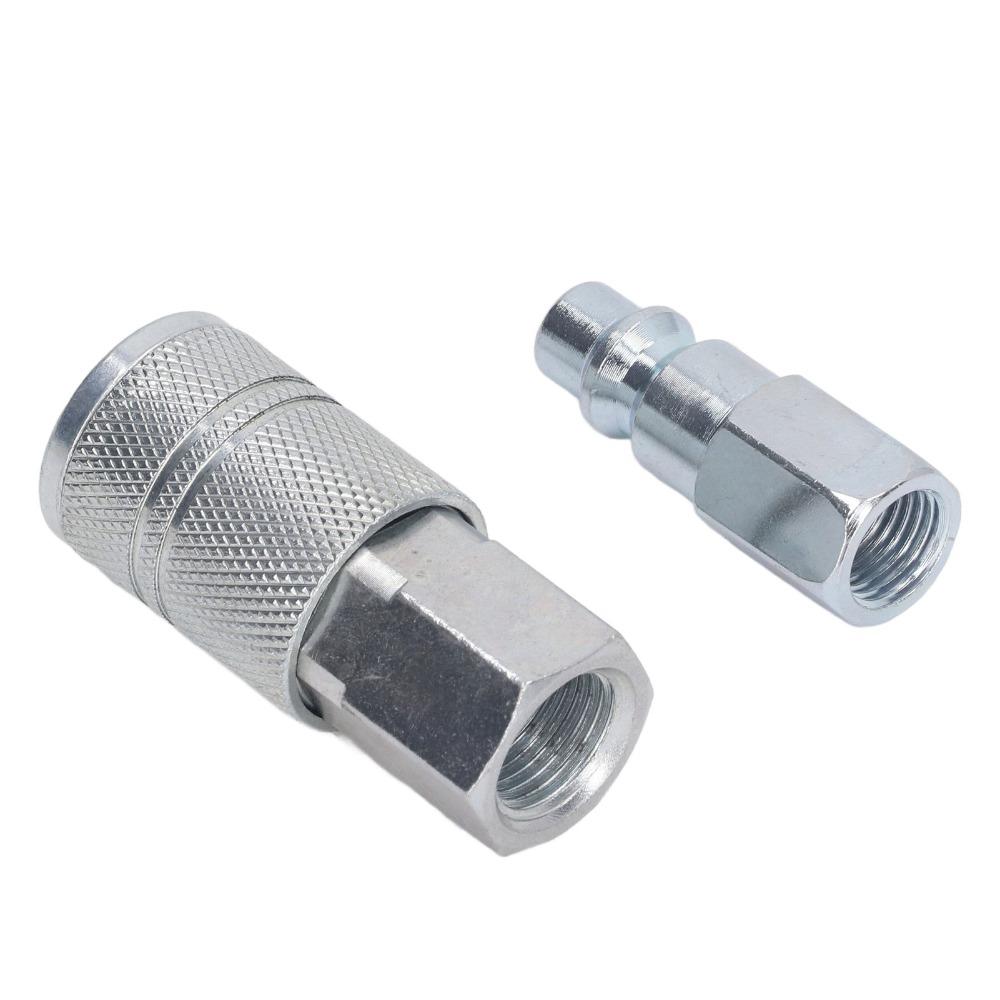 4PCS 3/8 Inch NPT Threads Industrial Air Coupler and Plug Kit 3/8" FNPT (Female NPT) Steel Quick Connect Fittings Set 300 PSI
