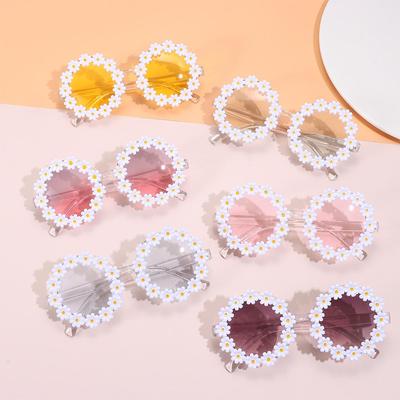 Fashion Disco Party Shades Flower Sun Glasses Daisy Sunglasses For Women Round Frame