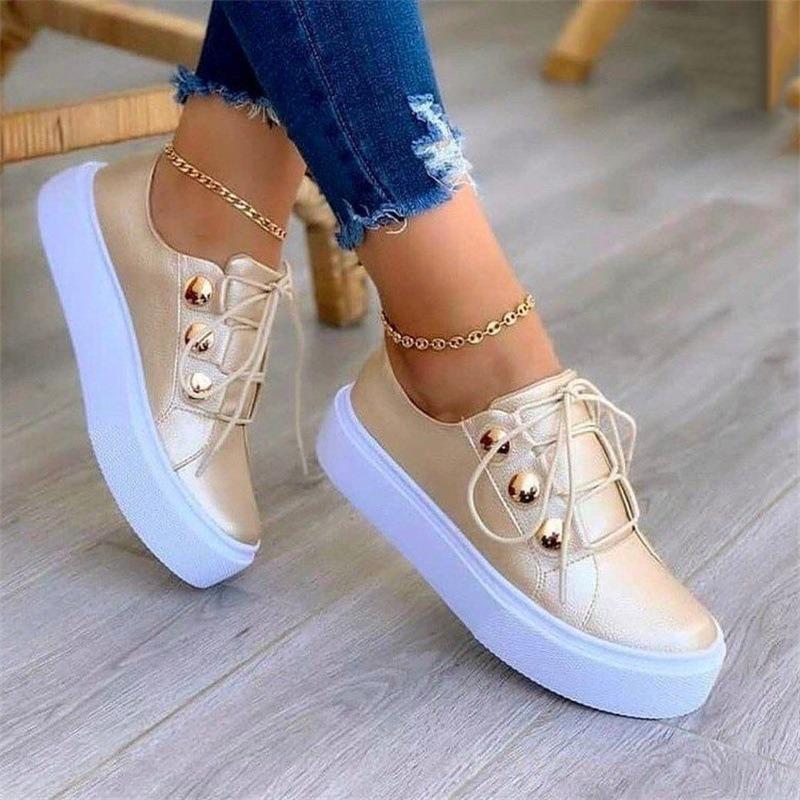 Large size casual single shoes women's new round head thick sole casual sticky single shoes