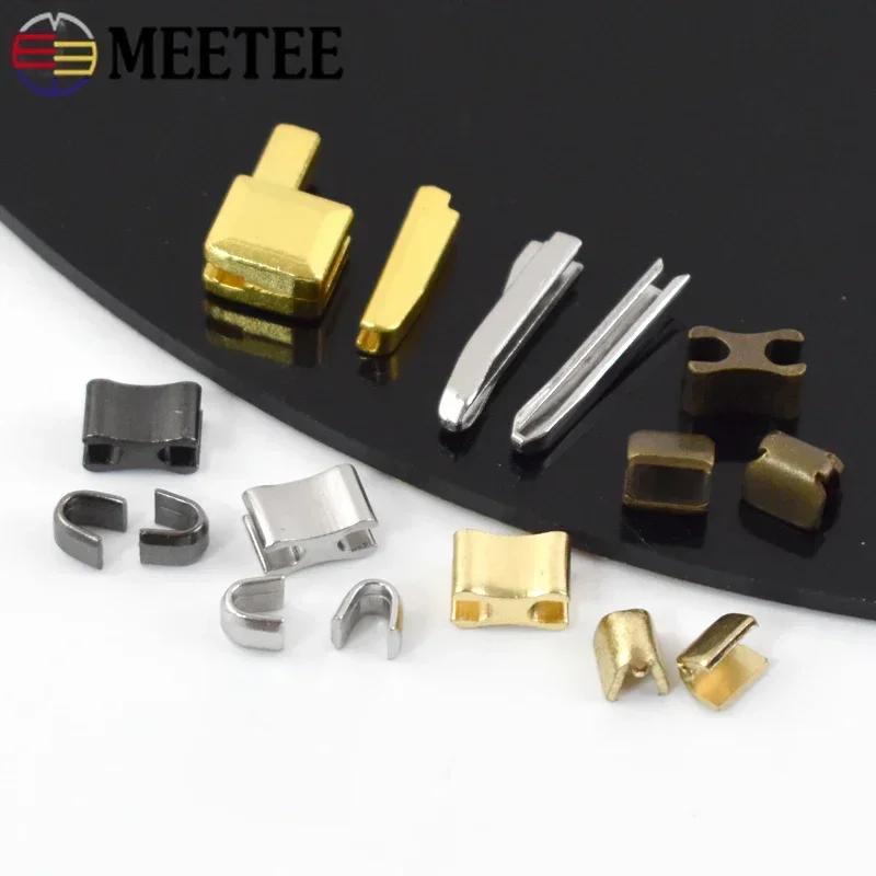 Meetee 20Sets 3# 5# 8# 10# Metal U Shape Zippers Stopper Zipper End Lock for Sewing Bag Clother Zips Repair Kit DIY Accessories