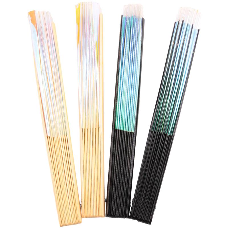 

Good-4Pcs Bamboo Folding Hand Fan For Burlesque Music Festival Women Men Rainbow Pride рожевий