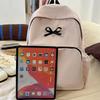 Simple Bow Decoration Backpack Cute Casual Large Capacity Multi Pocket Backpack Student Backpack Fashionable Women's Backpack
