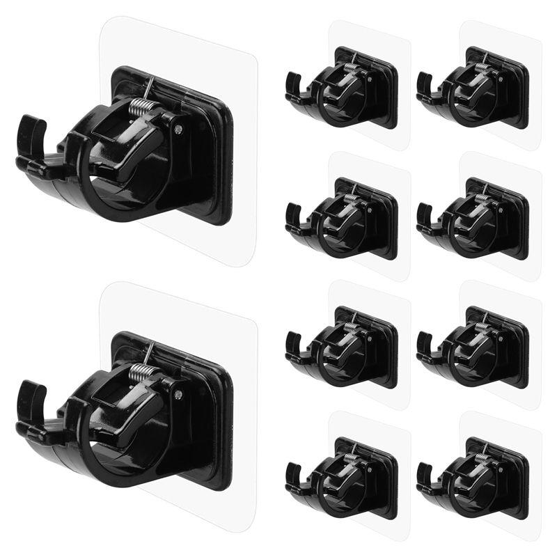 ABBY-10PCS Self Adhesive Curtain Rod Holders No Drill Curtain Rods Brackets No Drilling Nail Free Adjustable Hooks чёрный