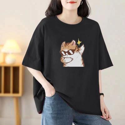 2024 Nova Camiseta de Algodão Mulheres Soltas Verão Manga Curta Maré Meia Manga Tops