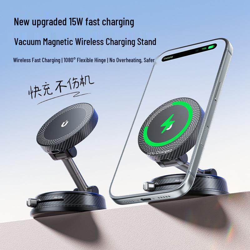 360° Rotating Foldable Magnetic Desktop & Car 15W Wireless Charger Phone Holder