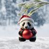 Christmas Cartoon Panda Ornament Xmas Tree Hanging Pendant Acrylic Decorations for Holiday Tree Car Decor
