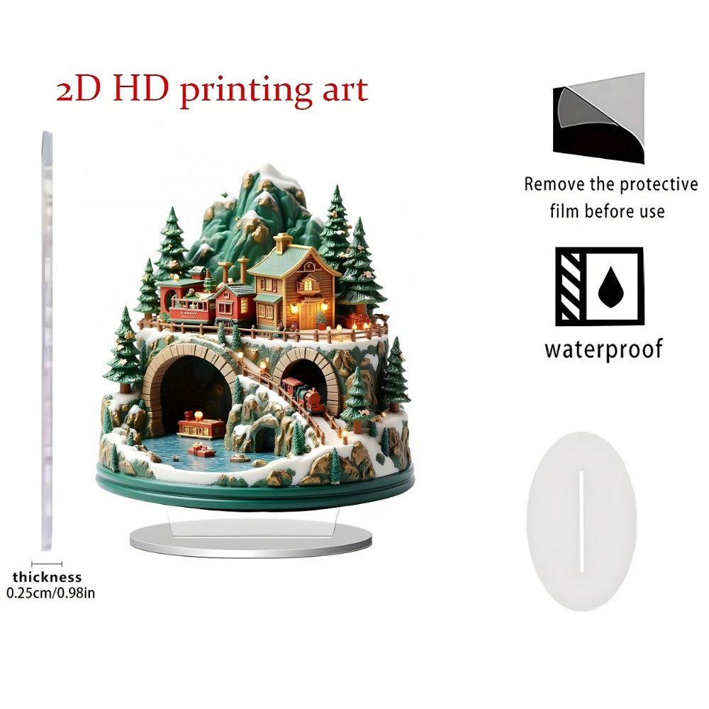Elk Snowman Christmas Scene Ornaments 2D Flat Santa Claus Statue Ornaments Gifts