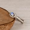 Natural Labradorite Ring, 925 Sterling Silver Ring, Oval Blue Flash Gemstone Ring, Twisted Band Minimalist Jewelry Gift for Her.