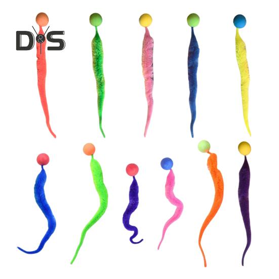 

Интерактивный прыгучий мяч с хвостом, разноцветный пушистый червяк, прыгучий мяч для кошек, игрушка для преследования кошек в помещении в виде радужного червяка A