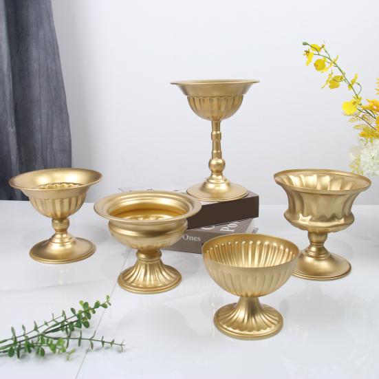 Golden Metal Vase Polished Vintage Vase Dining Table Flowers Holder for Flower Arrangement Table Centerpiece Home Wedding Decoration