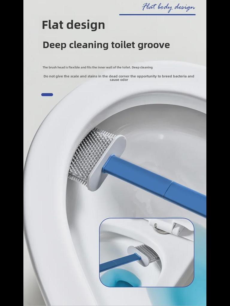 Pin Tu Long Handle Wall-Mounted Toilet Brush Set - No Dead Angle Bathroom & Gap Cleaning Brush