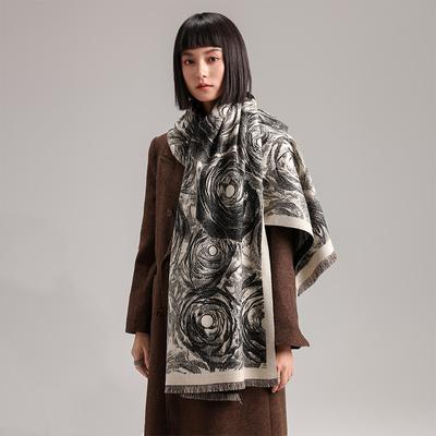 Flowers Elegant Temperament Printed Scarf Scarf Scarf Outer Cape Travel Warm Cape