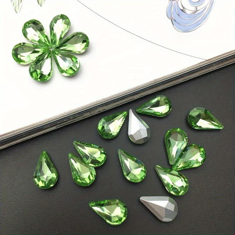 

20 шт. Яркие хрустальные стразы в форме капли, 8x13 мм, граненые стеклянные бусины в ассортименте цветов для DIY поделок, нейл-арта, изготовления ювелирных изделий 20pcs зелёный