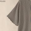 ZANZEA Women Casual Round Neck Stripe Print Loose Half Sleeve Blouse