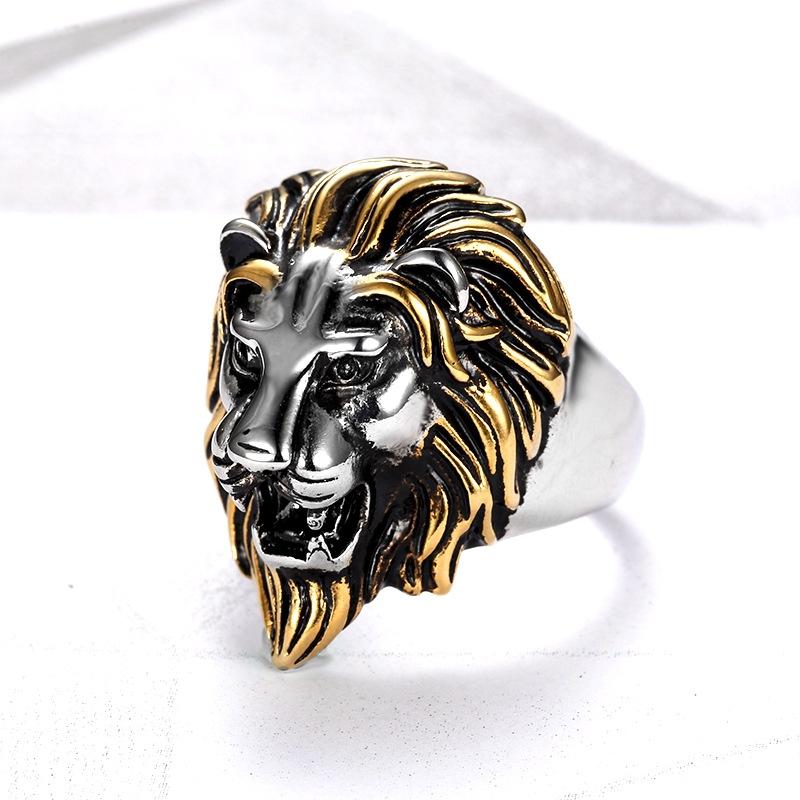 Ring Personalized Retro Ring Gold Lion Head Men's Ring Domineering Hip-hop Lion Head Ring