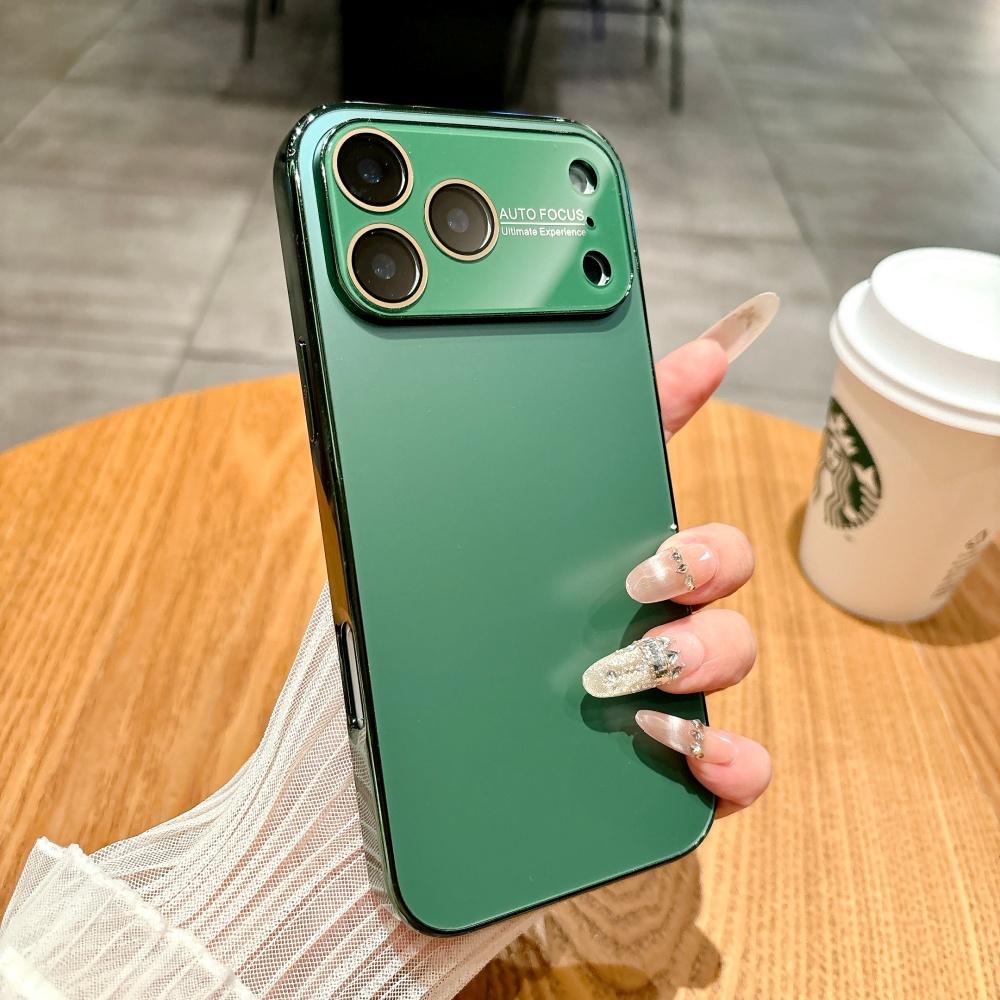 Frosted Plating Crystal Large Window Phone Case For iPhone 17 16 15 14 13 12 11 Pro Max 17ProMax Full Frame Bumper NonSlip Cover