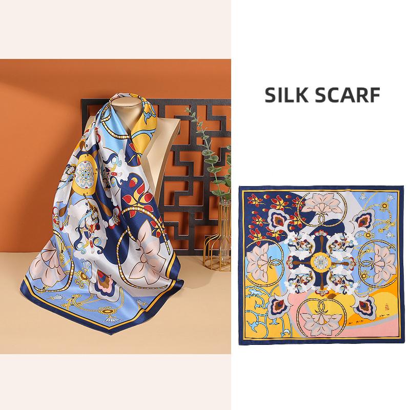 68*68cm 100% Mulberry Silk Scarf Luxury Printed Square Shawl Elegant Lightweight Soft Summer Fashion Accessory Women