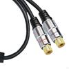 Audio Speaker Y Adapter Splitter Cable Jack to RCA Metal Shell Black