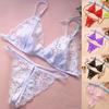 Crotchless Lace Bikini Three Point Female Lingerie Babydoll See Through Glamour Bra+Underwear Sexy Glamour Underwear Set