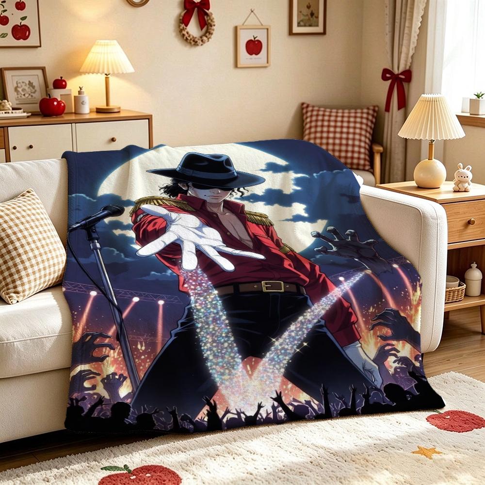 Michael Jackson Pop Printed Flannel Blanket Cozy Comfortable Fleece Blanket For Office Sofa Home Decor Memorial Gift