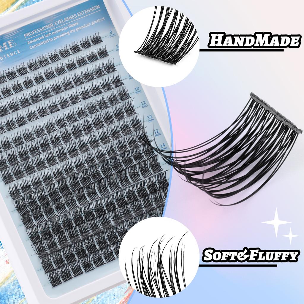 Gene false individuale segmentate DIY 8-18mm, set cu adeziv și pensetă