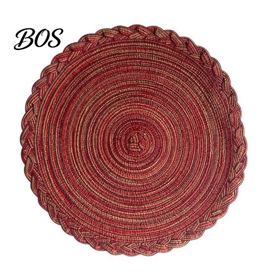 Ramie Fiber Placemat 12 Inch Round Placemats, Polyester Woven Braided Place Mats, Washable Heat Resistant Circle Dining Table Mats for Kitchen