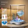 Creative Betta Fish Ecological Desktop Tank with Night Light Decoration.