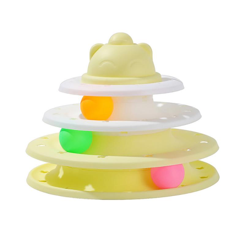 Torre giocattolo per gatti a 4 livelli, giradischi, palline a rulli, giocattoli interattivi, intelligenza, pista di allenamento, puzzle, giochi divertenti, accessori