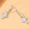 Cross Stylish Silver Earrings With Sparkling Crystals Trendy And Minimalist Design Women For