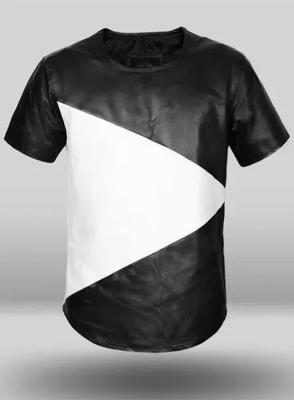 Nowy Męski Prawdziwy Jagnięcy Miękki Skórzany T-shirt Stylowy Ręcznie Robiony Casualowy Letni