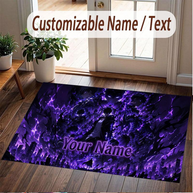 Custom Name Crystal Velvet Rug,Solo Leveling Comfortable Anti Slip Floor Mat For Room Decoration