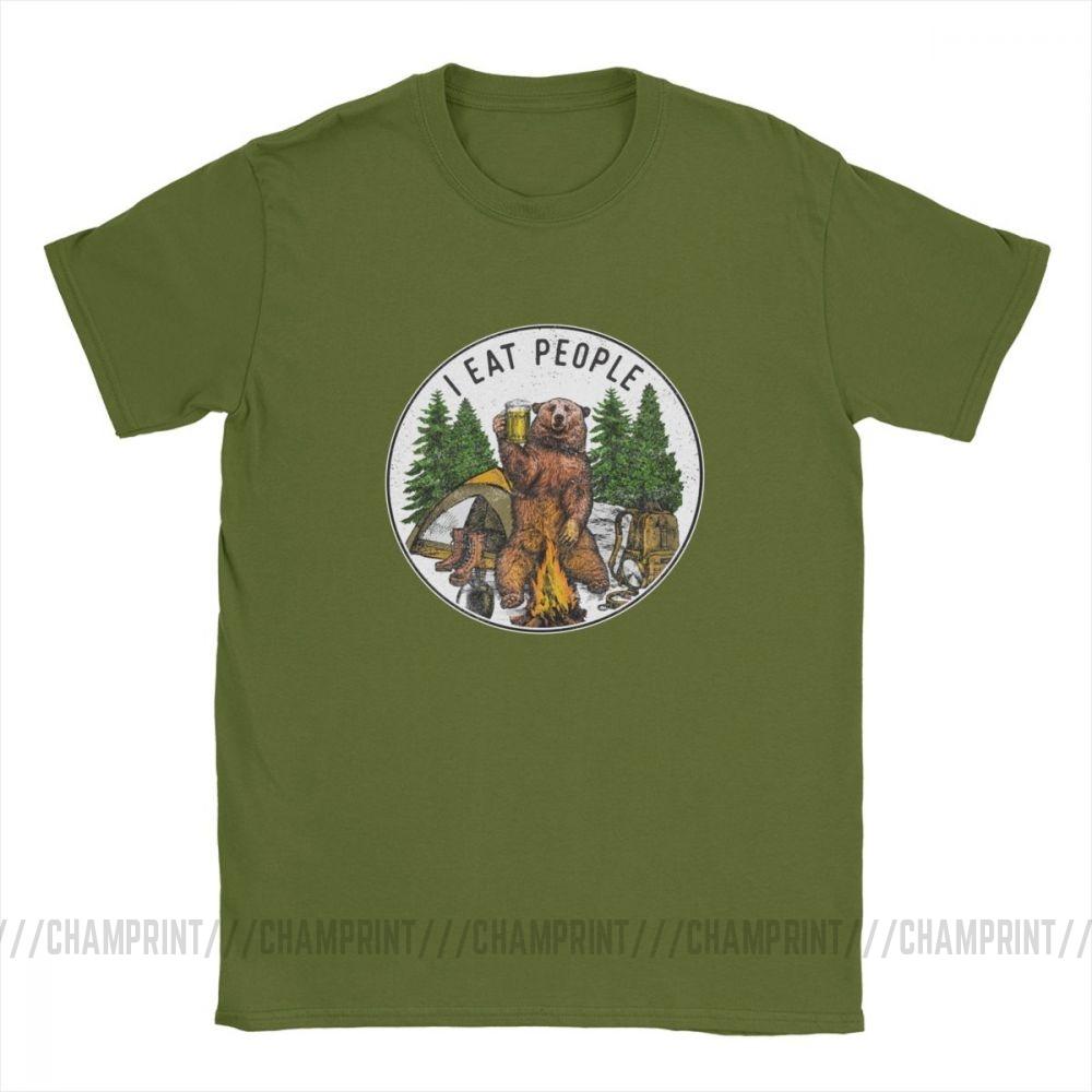 Men T Shirt I Eat People I Hate People Bear Vintage Short Sleeve Camping Tees O
