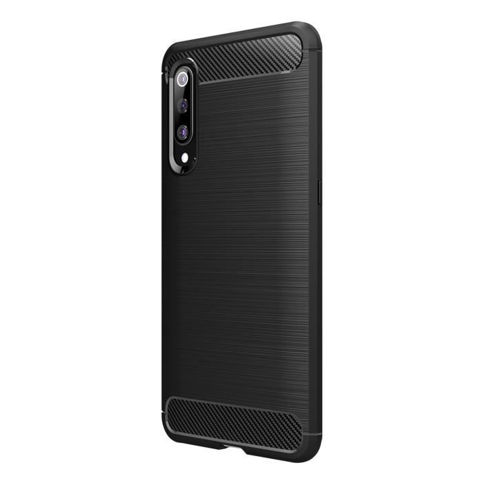 Coque de protection - Xiaomi - Mi 9 - TPU résistant - Antichoc - Fibre de carbone - Noir