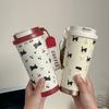 Niedlicher Kirsch-Katzen-Tumbler 500ml Kawaii Wasserflasche Edelstahl Thermobecher mit Strohhalm Tragbares Kaffee-Thermosgefäß für Tee Geschenk