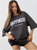100% Cotton Short Sleeve T-Shirt with Stylish Letter Print for Couples