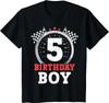 Kids 5th Birthday Boy 5 Fifth Race Car Birthday Racing Car Flag T-Shirt