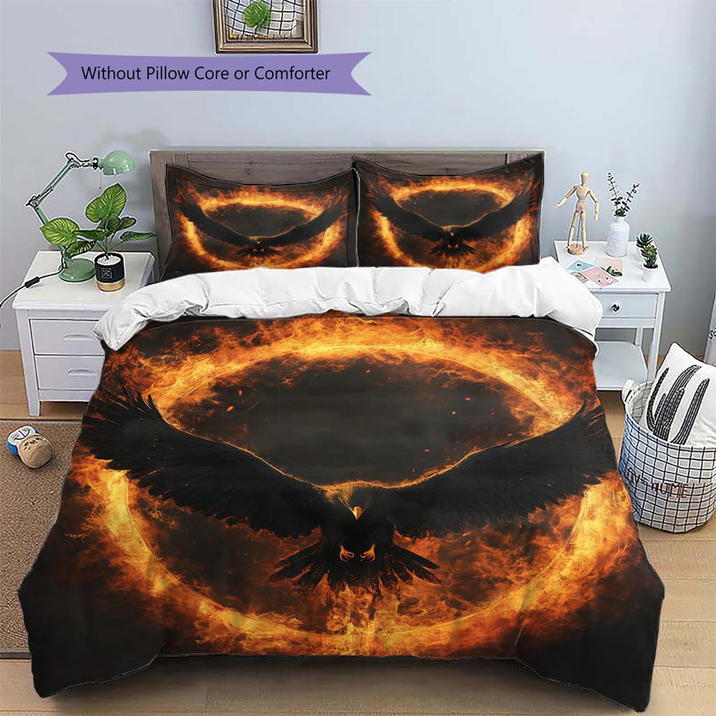 Flash eagle Pattern Bedding Quilt Set Quilt Cover Pillowcase Home Decoration Gift (1 * duvet cover + 2 * pillowcase, without core)