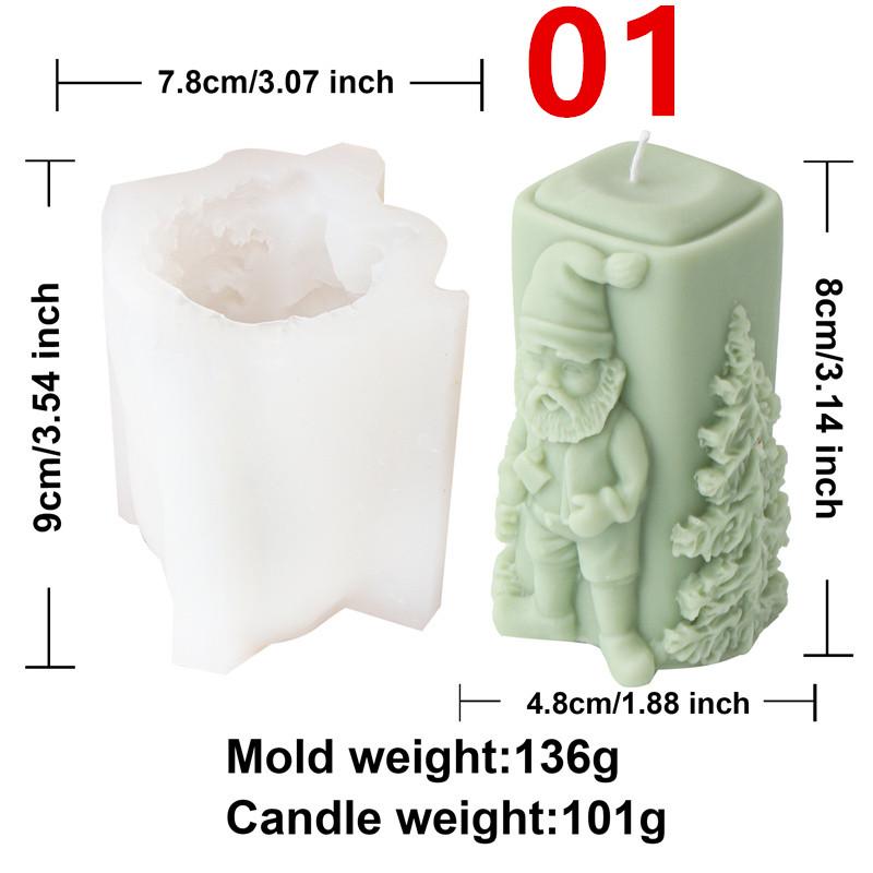 Christmas Silicone Candle Mold Santa Claus  Christmas Tree Cylinder Shape DIY Aromatherapy Candle Mold Gypsum Home Decoration