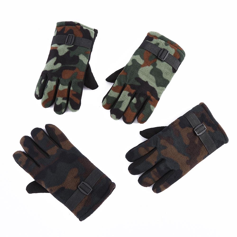 Men's Black Thickened Fleece-Lined Cycling Gloves with Touchscreen Capability for Autumn and Winter.