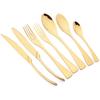 7Pcs Gold Dinnerware Set High Quality Stainless Steel Cutlery Set Knife Fork Tea Spoon Tableware Set Home Kitchen Dinner Silverware Set