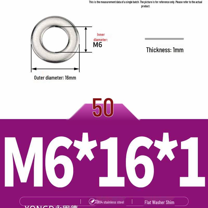 304 Stainless Steel Thickened Flat Washer / Ultra-thin Metal Gasket, Sizes M1.6-M10