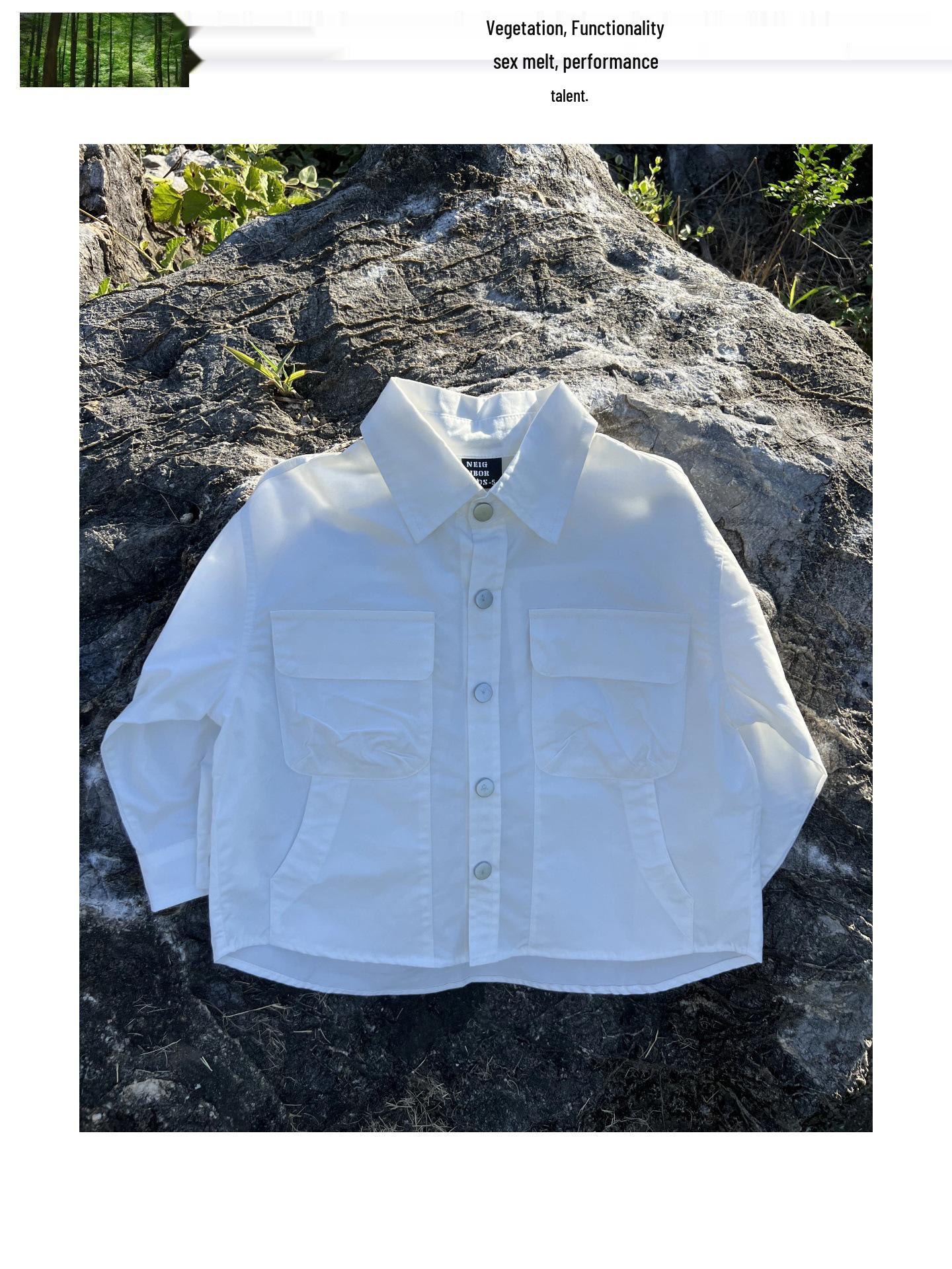 

Детская хлопковая куртка в гонконгском горном стиле с длинным рукавом и отложным воротником, 2025 160 cm белый