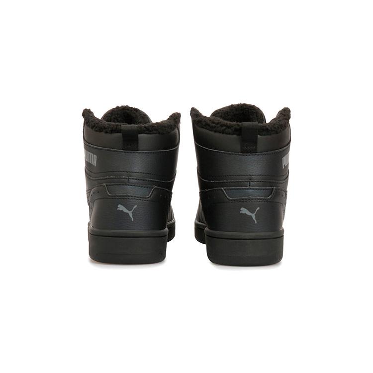 Puma Rebound Joy Fur Comfortable Round Toe Cushioning Abrasion Resistant High Top Basketball Shoes Unisex Black 375576-04