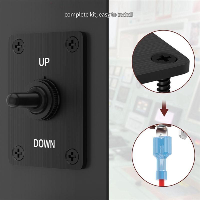 AA92-Momentary 30A Toggle Switch Waterproof 12V (ON)/Off/(ON) 3 Pin SPDT With UP/Down Mounting Plate For RV Motor Control