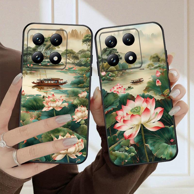 Ship and Red Lotus For Xiaomi Poco X7 M7 Pro 5G M5 X4Pro 4 M6 4G C65 C75 F6 F5 X6 5 7 X5 F7 Ultra M5S M4Pro 5G soft phone case
