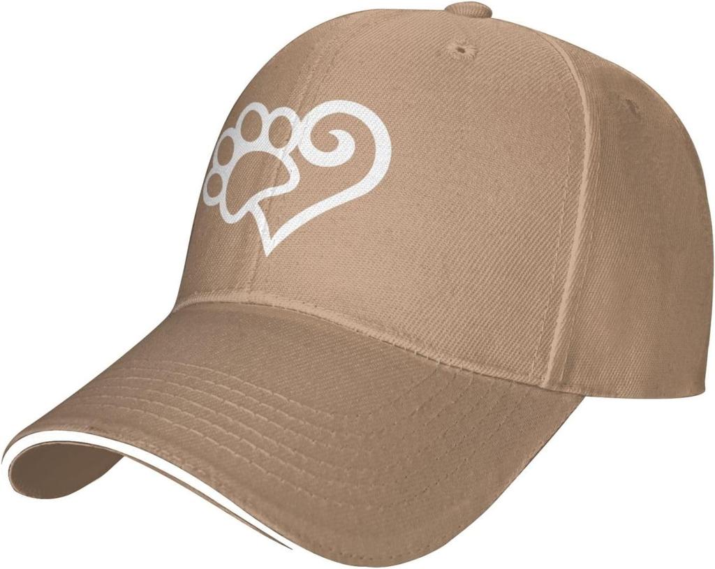 Paw Print Heart Graphic Baseball Cap Polyester Adjustable Casual Unisex Sandwich Hat