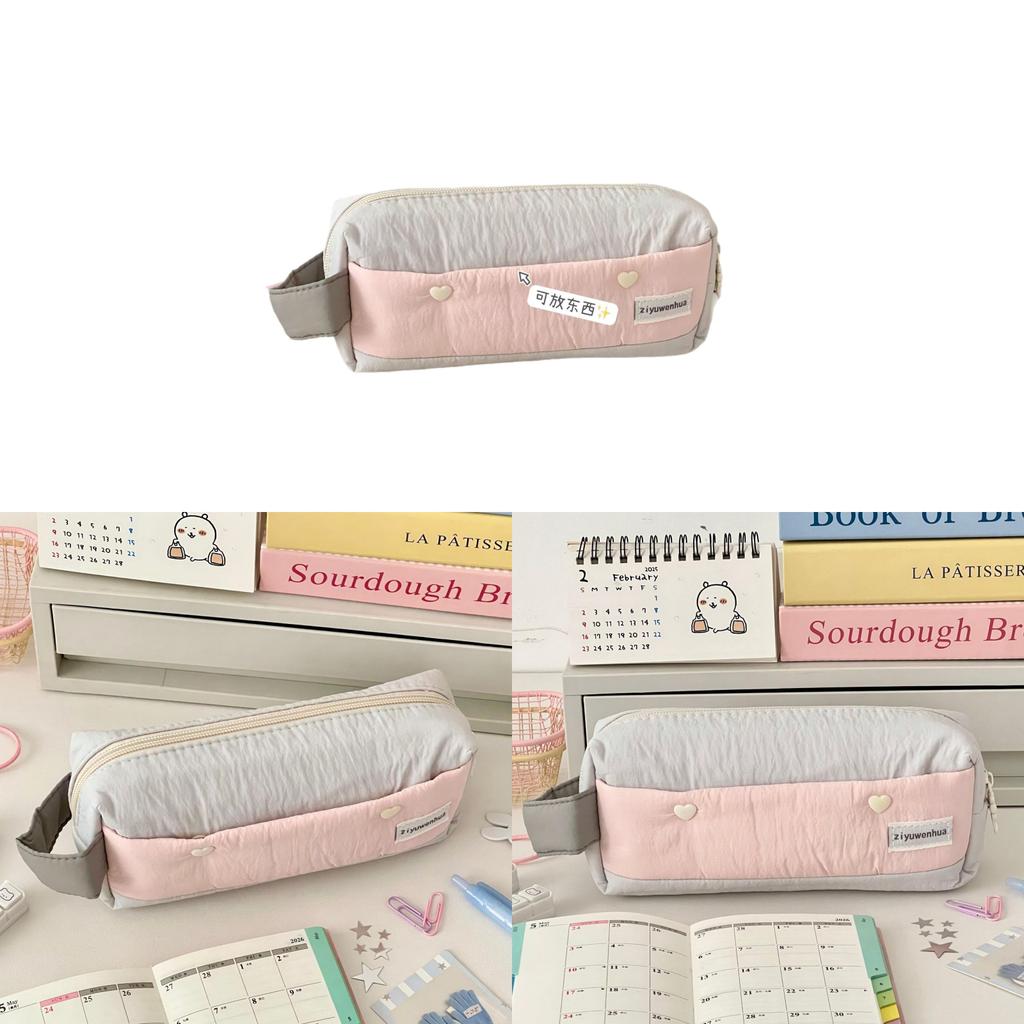Nylon Girl Student Pencil Case With 3d Strawberry Mousse Design For School Storage