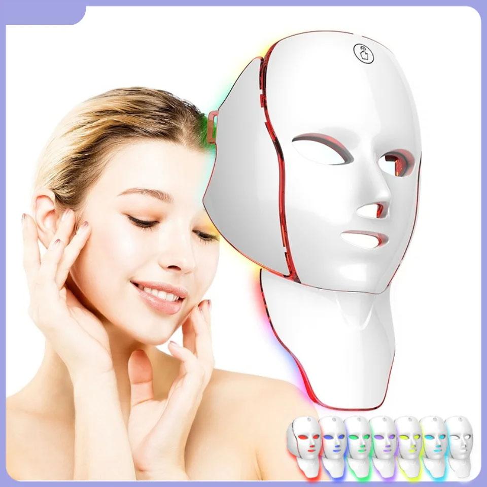 192 LEDs Face Neck Mask 7 Colors Red Light Beauty Device Rechargeable